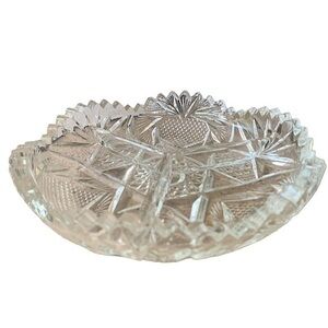 L. E. Smith Vintage Clear Cut Crystal Dish Three Sections Relish / Candy Dish